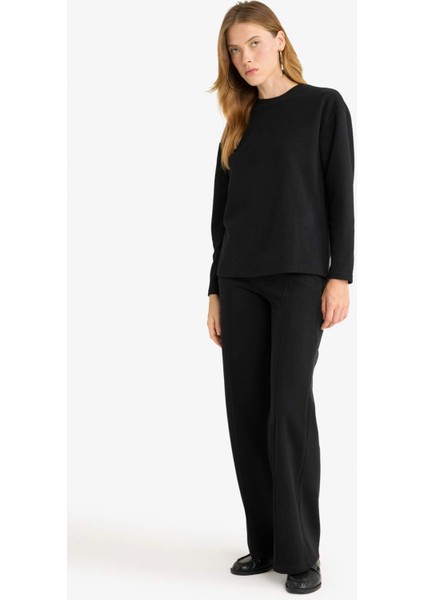 Straight Fit Beli Lastikli Selanik Kumaş Pantolon