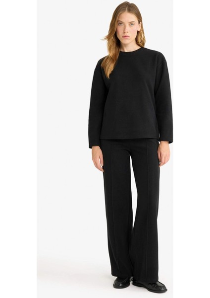 Straight Fit Beli Lastikli Selanik Kumaş Pantolon