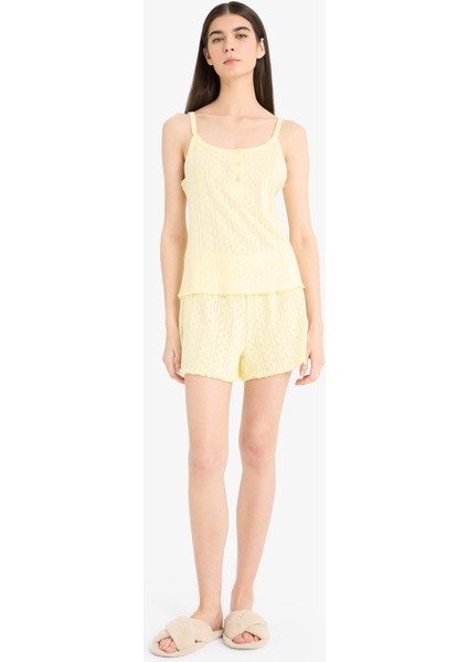 Pijama Takımı Askılı Üst Beli Lastikli Şort E9830AX25SM