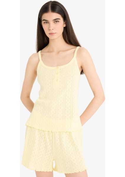 Pijama Takımı Askılı Üst Beli Lastikli Şort E9830AX25SM