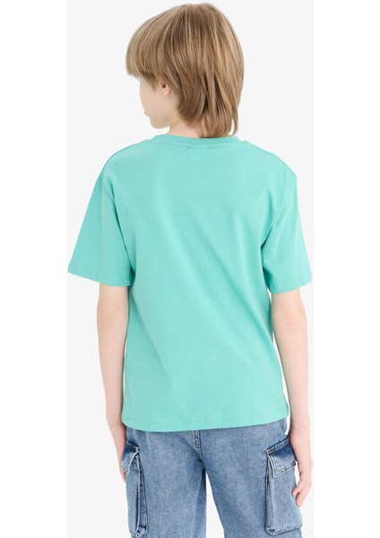 Erkek Çocuk Bisiklet Yaka Baskılı Kısa Kollu Tişört F0183A825SM