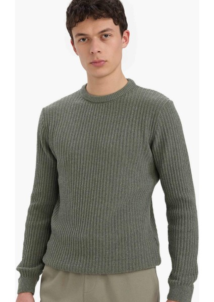 Standart Fit Bisiklet Yaka Basic Dokulu Triko Kazak E0811AX25WN