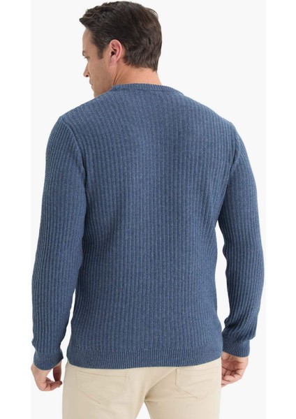 Standart Fit Bisiklet Yaka Basic Dokulu Triko Kazak E0811AX25WN