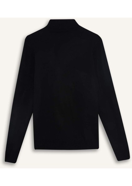 Slim Fit Dar Kesim Balıkçı Yaka Basic Düz Triko Kazak R1124AZ25WN