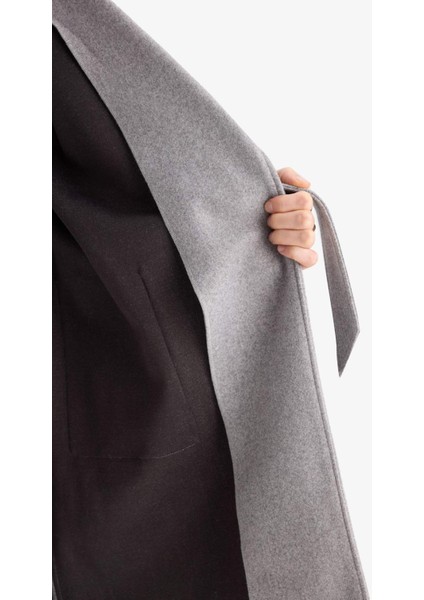 Regular Fit Kuşaklı Kaşe Kaban E8636AX25AU