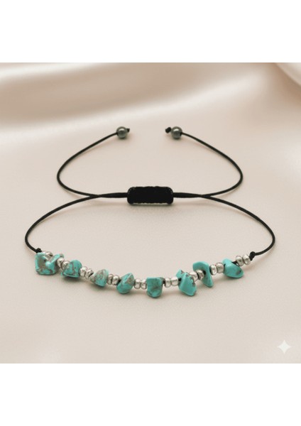 Makrome Örgülü Basic Model Turkuaz Doğaltaş Kadın Bileklik fırsatları