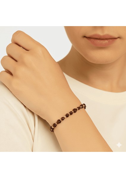 Altın Renk Metal Zincirli Dorika Top Süslemeli Amorf Lal Taşı Doğaltaş Kadın Bileklik modelleri