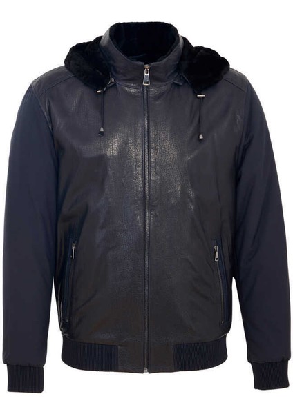 Lacivert Hakiki Deri Erkek Hakiki Deri Mont - E23KKM310459-Q4P