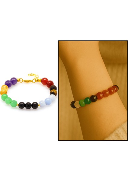 Gold Renk Kararmaz Metal Zincirli Küre Kesim Çoklu Doğaltaş Kombinli Kadın Başarı Bilekliği fiyatları