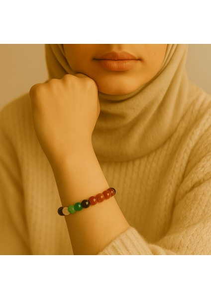 Gold Renk Kararmaz Metal Zincirli Küre Kesim Çoklu Doğaltaş Kombinli Kadın Başarı Bilekliği modelleri