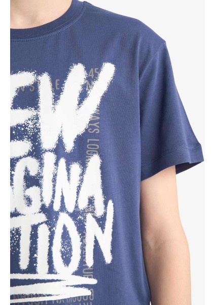 Erkek Çocuk 2'li Takım Baskılı Kısa Kollu Tişört Beli Lastikli Şort F1231A825SM