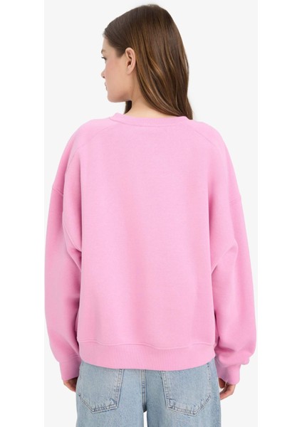 Oversize Geniş Kalıp Bisiklet Yaka Basic Düz Sweatshirt A4177AX25WN