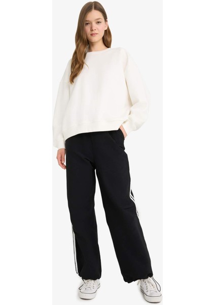 Oversize Geniş Kalıp Bisiklet Yaka Basic Düz Sweatshirt A4177AX25WN