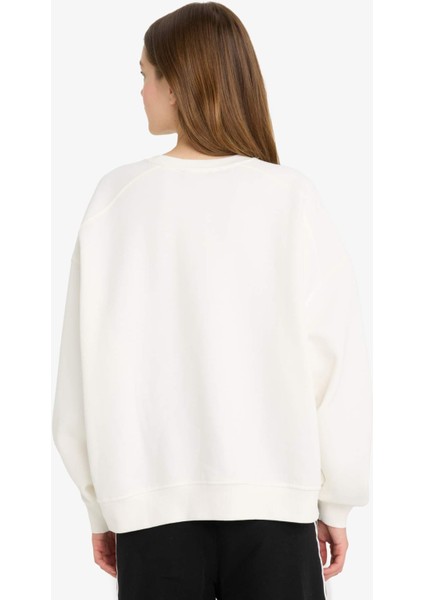 Oversize Geniş Kalıp Bisiklet Yaka Basic Düz Sweatshirt A4177AX25WN