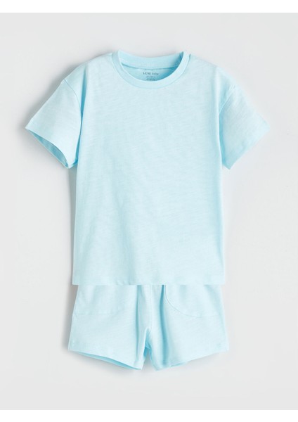 Yeni Sezon Bisiklet Yaka Erkek Bebek Tişört ve Şort 2'li