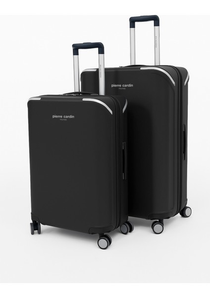 Büyük ve Orta Boy 2'li Set %100 Polipropilen Valiz Siyah 04PC7090