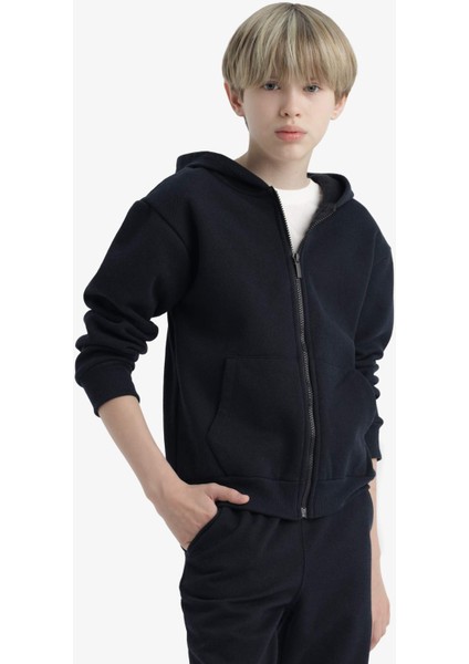 Erkek Çocuk Kapüşonlu Okul Fermuarlı Sweatshirt X5844A625AU