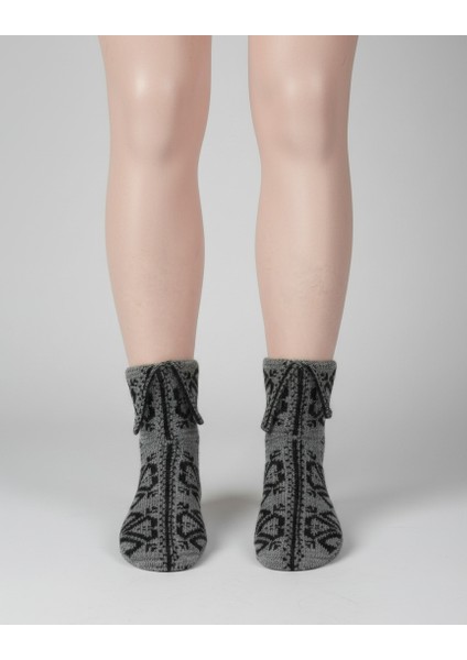 Çorap Patik Desenli Kalın Kışlık 3'lü Ekonomik Paket Unisex Gri - Kahve - Antrasit