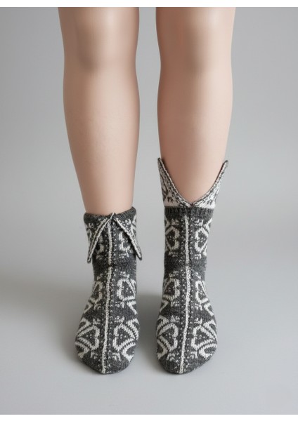 Çorap Patik Desenli Kalın Kışlık 3'lü Ekonomik Paket Unisex Gri - Kahve - Antrasit modelleri