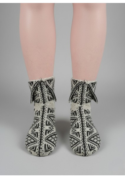 Çorap Patik Desenli Kalın Kışlık 3'lü Ekonomik Paket Unisex Mor - Kahve - Beyaz