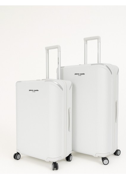 Büyük ve Orta Boy 2'li Set %100 Polipropilen Valiz Beyaz 04PC7090