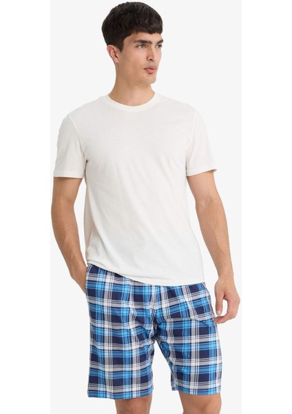 Regular Fit Kareli Cepli Şort Pijama Altı E7190AX25HS