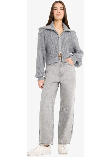 Slim Fit Dar Kesim Polo Yaka Fermuarlı Triko Hırka A3333AX25WN