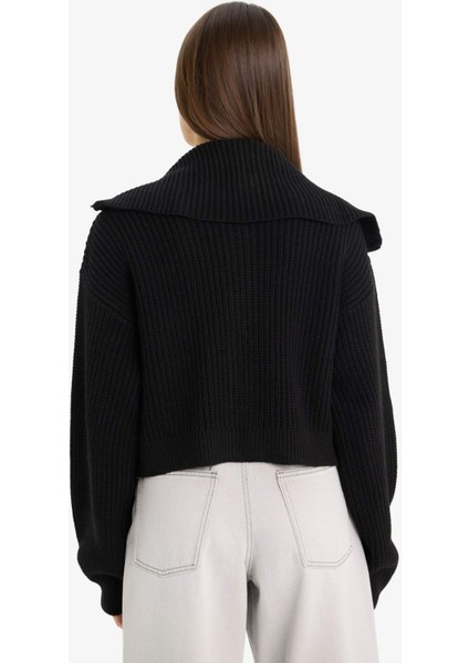 Slim Fit Dar Kesim Polo Yaka Fermuarlı Triko Hırka A3333AX25WN