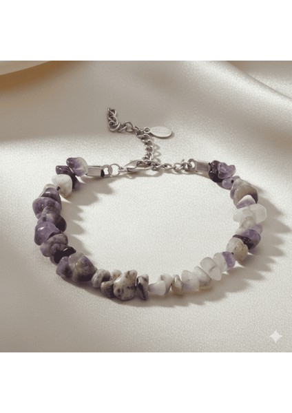 Metal Zincirli Natural Kesim Ametist Doğaltaş Kadın Bileklik fırsatları