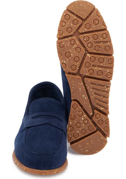 Mavi Hakiki Süet Deri Erkek Loafer - E24I1AY56588-F60