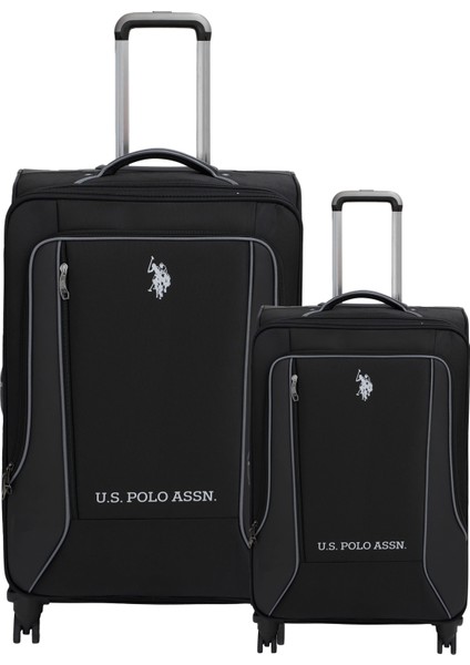 2'li Valiz Seti Büyük ve Kabin Boy Lüx Kumaş Valiz Siyah 24020