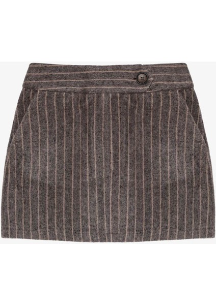 Çizgili Kaşe Vizon Kadın Etek ETK01207 fiyatları