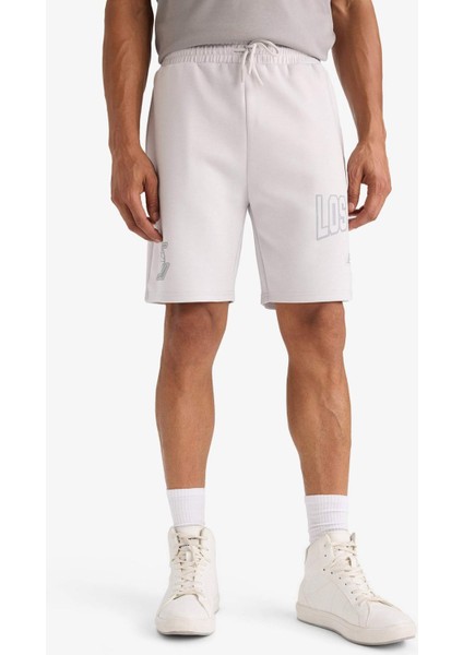 Fit NBA Los Angeles Lakers Standart Fit Kısa Paça Skuba Dalgıç Kumaş Şort