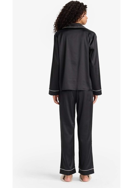 Pijama Takımı Regular Fit Saten Uzun Kollu Üst Uzun Alt-Fall in Love C9444AX25AU