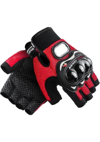 Kırmızı Yarım Eldiven Kısa Taktik Spor Motosiklet Bisiklet Eldiveni M Beden fırsatları
