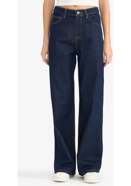 Wide Leg Normal Bel Düz Paça Uzun Jean Pantolon