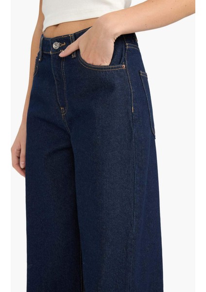 Wide Leg Normal Bel Düz Paça Uzun Jean Pantolon