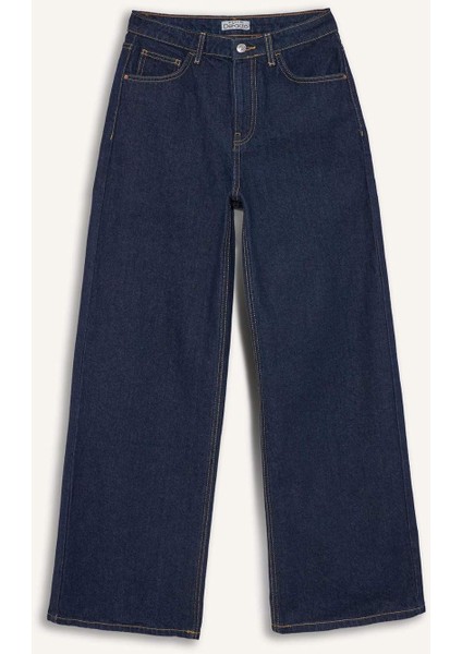 Wide Leg Normal Bel Düz Paça Uzun Jean Pantolon