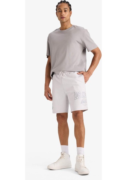 NBA Los Angeles Lakers Standart Fit Kısa Paça Skuba Dalgıç Kumaş Şort E8770AX25AU