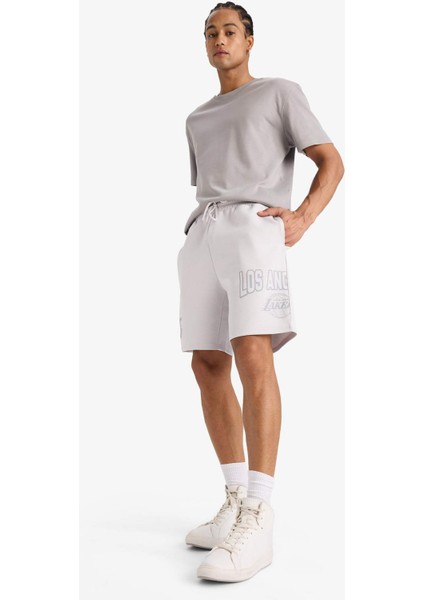 NBA Los Angeles Lakers Standart Fit Kısa Paça Skuba Dalgıç Kumaş Şort E8770AX25AU