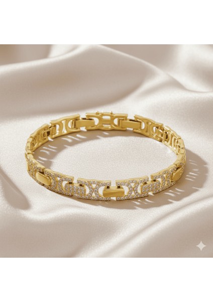 Kadın Tam Tur Xuping Bileklik - Euro Kral Model - Beyaz Zirkon Taşlı - Altın Renk fırsatları