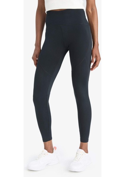 Siyah Toparlayıcı Yüksek Bel Şekillendirici Esnek Sporcu Tayt Z0817AZ25AU