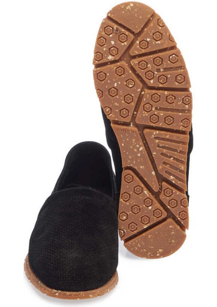 Siyah Hakiki Süet Deri Erkek Loafer - E24I1AY56589-A01