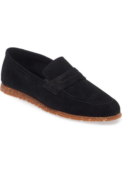 Siyah Hakiki Süet Deri Erkek Loafer - E24I1AY56588-A01