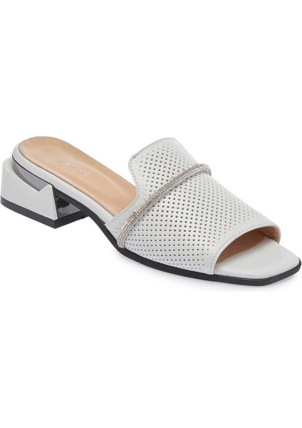 Beyaz Hakiki Deri Kadın Terlik - K24Y1TR67110-A26