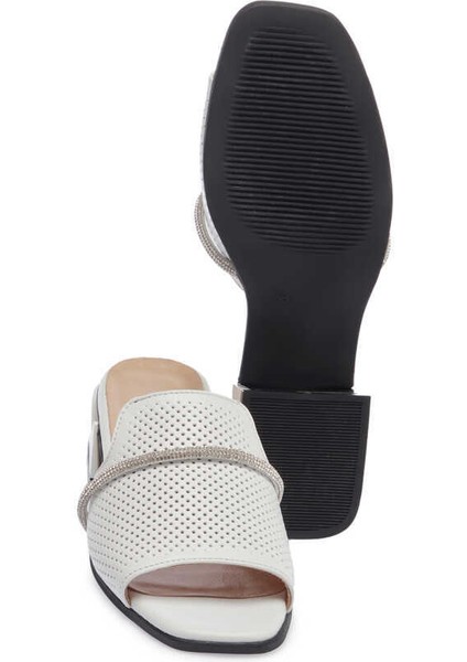 Beyaz Hakiki Deri Kadın Terlik - K24Y1TR67110-A26