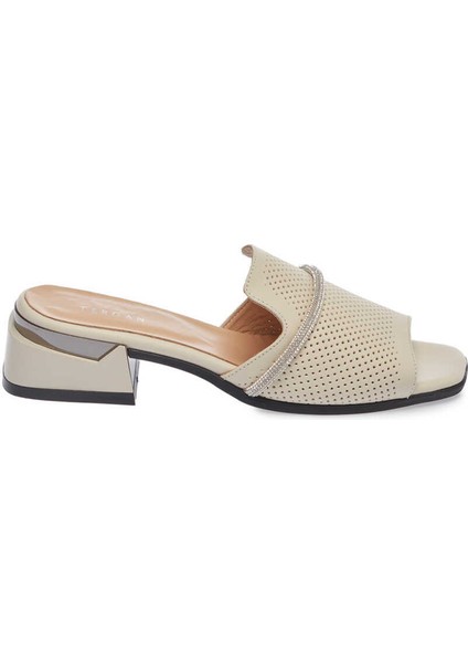 Bej Hakiki Deri Kadın Terlik - K24Y1TR67110-A25