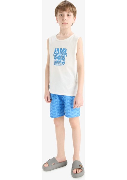 Erkek Çocuk 2'li Takım Baskılı Atlet Deniz Şortu E7587A825HS
