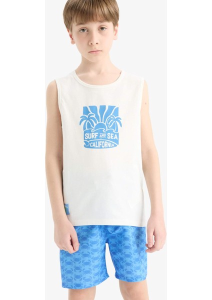 Erkek Çocuk 2'li Takım Baskılı Atlet Deniz Şortu E7587A825HS