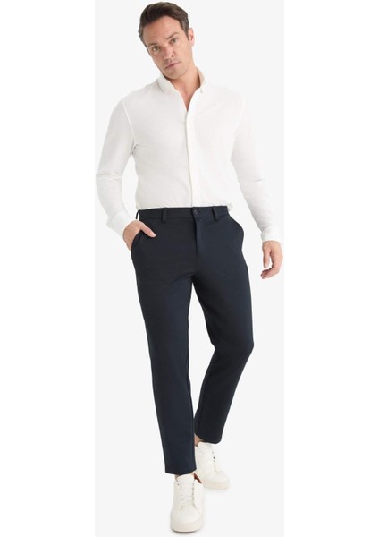 Jogger Fit Cepli Esnek Kumaş Düz Paça Pantolon